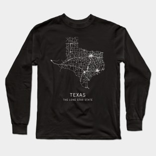 Texas State Road Map Long Sleeve T-Shirt